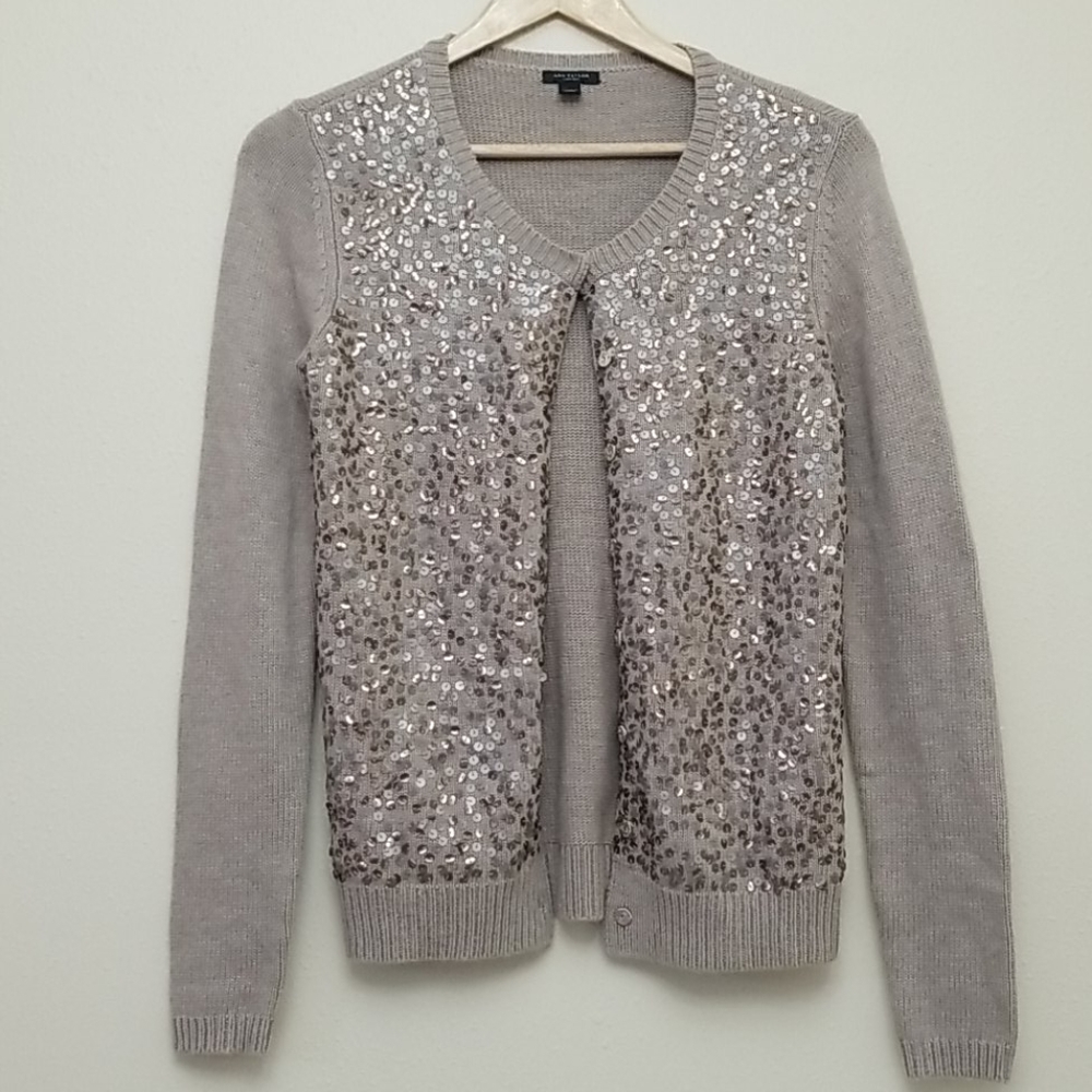 Ann Taylor Wool Angora Cashmere Sequined Cardigan